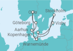 Reiseroute der Kreuzfahrt  Skandinavische Städte mit Stockholm - AIDA