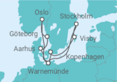 Reiseroute der Kreuzfahrt  Skandinavische Städte mit Stockholm - AIDA