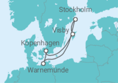 Reiseroute der Kreuzfahrt  Kurzreise Schweden & Dänemark - AIDA
