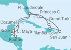 Reiseroute der Kreuzfahrt  Caribbean East/West Adventurer - Princess Cruises