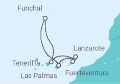 Reiseroute der Kreuzfahrt  Kanaren & Madeira ab Teneriffa - AIDA