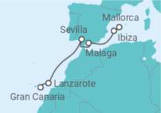 Reiseroute der Kreuzfahrt  Von Mallorca nach Gran Canaria - AIDA