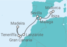 Reiseroute der Kreuzfahrt  Von Mallorca nach Teneriffa - AIDA