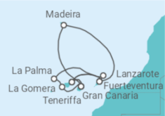 Reiseroute der Kreuzfahrt  Kanaren & Madeira mit La Gomera - AIDA