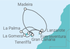 Reiseroute der Kreuzfahrt  Kanaren & Madeira mit La Gomera - AIDA
