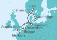 Reiseroute der Kreuzfahrt  Metropolen & Skandinavien ab Hamburg - AIDA