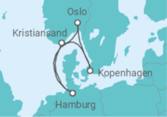 Reiseroute der Kreuzfahrt  Norwegen & Dänemark ab Hamburg - AIDA