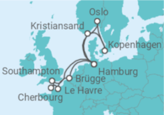 Reiseroute der Kreuzfahrt  Metropolen & Skandinavien ab Hamburg - AIDA
