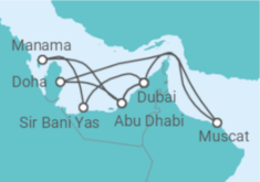 Reiseroute der Kreuzfahrt  Große Orient-Reise ab Dubai - AIDA