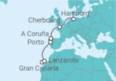 Reiseroute der Kreuzfahrt  Von Gran Canaria nach Hamburg - AIDA