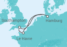 Reiseroute der Kreuzfahrt  Kurzreise nach England & Frankreich - AIDA