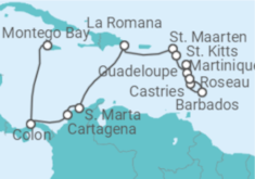 Reiseroute der Kreuzfahrt  Mittelamerika & Karibik ab Jamaika mit Flug - AIDA