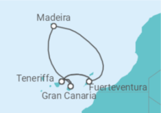 Reiseroute der Kreuzfahrt  Kanarische Inselwelt & Madeira - AIDA