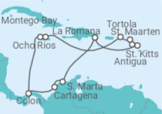 Reiseroute der Kreuzfahrt  Karibik & Mittelamerika ab Dominikanische Republik mit Flug - AIDA
