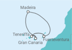 Reiseroute der Kreuzfahrt  Kanarische Inselwelt & Madeira - AIDA
