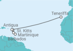 Reiseroute der Kreuzfahrt  Von Barbados nach Teneriffa mit Flug - AIDA