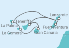 Reiseroute der Kreuzfahrt  Kanarische Inselwelt mit La Gomera - AIDA