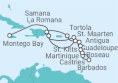 Reiseroute der Kreuzfahrt  Karibik mit kleinen Antillen ab Jamaika mit Flug - AIDA