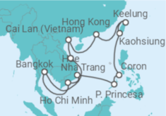 Reiseroute der Kreuzfahrt  Vietnam, Philippinen, Taiwan & Hongkong - AIDA