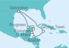 Reiseroute der Kreuzfahrt  Mexiko, Honduras, Kaimaninseln - Royal Caribbean