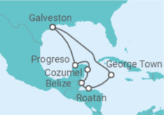 Reiseroute der Kreuzfahrt  Mexiko, Belize, Honduras, Kaimaninseln - Royal Caribbean