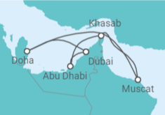 Reiseroute der Kreuzfahrt  7 Nächte - Zauber des Orients - ab/bis Dubai - Mein Schiff