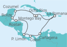 Reiseroute der Kreuzfahrt  14 Nächte - Best of Mittelamerika - ab/bis Montego Bay - Mein Schiff