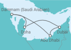 Reiseroute der Kreuzfahrt  7 Nächte - Zauber des Orients - ab/bis Dubai - Mein Schiff