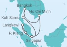 Reiseroute der Kreuzfahrt  13 Nächte - Faszination Südostasien - ab/bis Singapur - Mein Schiff