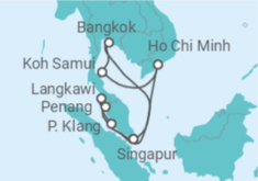 Reiseroute der Kreuzfahrt  14 Nächte - Faszination Südostasien - ab/bis Singapur - Mein Schiff