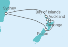 Reiseroute der Kreuzfahrt  Neuseeland - Royal Caribbean
