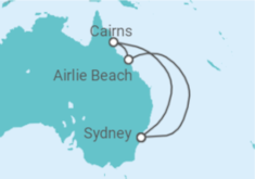 Reiseroute der Kreuzfahrt  Australien - Royal Caribbean