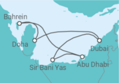 Reiseroute der Kreuzfahrt  Katar, Vereinigte Arabische Emirate mit Flug - MSC Cruises