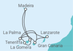 Reiseroute der Kreuzfahrt  Kanarische Inselwelt & Madeira 1 - AIDA