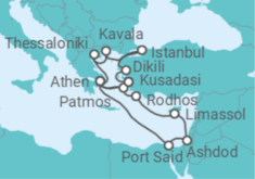 Reiseroute der Kreuzfahrt  Griechenland, Türkei,  Zypern - Celestyal Cruises