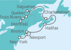 Reiseroute der Kreuzfahrt  USA, Kanada - Seabourn