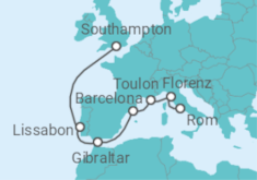 Reiseroute der Kreuzfahrt  European Explorer - Princess Cruises