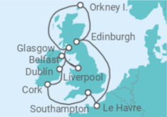 Reiseroute der Kreuzfahrt  British Isles - Princess Cruises