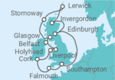 Reiseroute der Kreuzfahrt  Ireland, Scottish Highlands &Wales - Princess Cruises