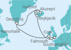 Reiseroute der Kreuzfahrt  Iceland & Greenland - Princess Cruises