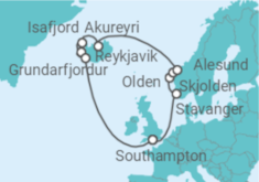 Reiseroute der Kreuzfahrt  Icelandic & Norwegian Fjords - Princess Cruises