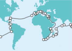 Reiseroute der Kreuzfahrt  Weltreise - Holland America Line