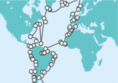 Reiseroute der Kreuzfahrt  Weltreise - Holland America Line
