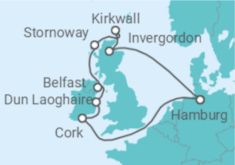 Reiseroute der Kreuzfahrt  Irland, Schottland, Orkney Alles Inklusive - MSC Cruises
