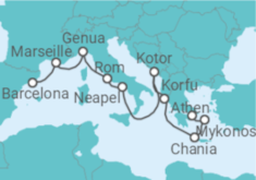 Reiseroute der Kreuzfahrt  Mediterranean & Greek Isles - Princess Cruises