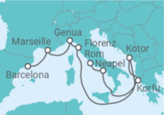 Reiseroute der Kreuzfahrt  Grand Mediterranean - Princess Cruises