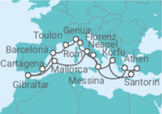 Reiseroute der Kreuzfahrt  The Best of the Mediterranean - Princess Cruises