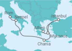 Reiseroute der Kreuzfahrt  Mediterranean with Greek Isles & Turkey - Princess Cruises
