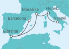 Reiseroute der Kreuzfahrt  Mediterranean with France & Italy - Princess Cruises