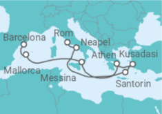 Reiseroute der Kreuzfahrt  Grand Mediterranean - Princess Cruises